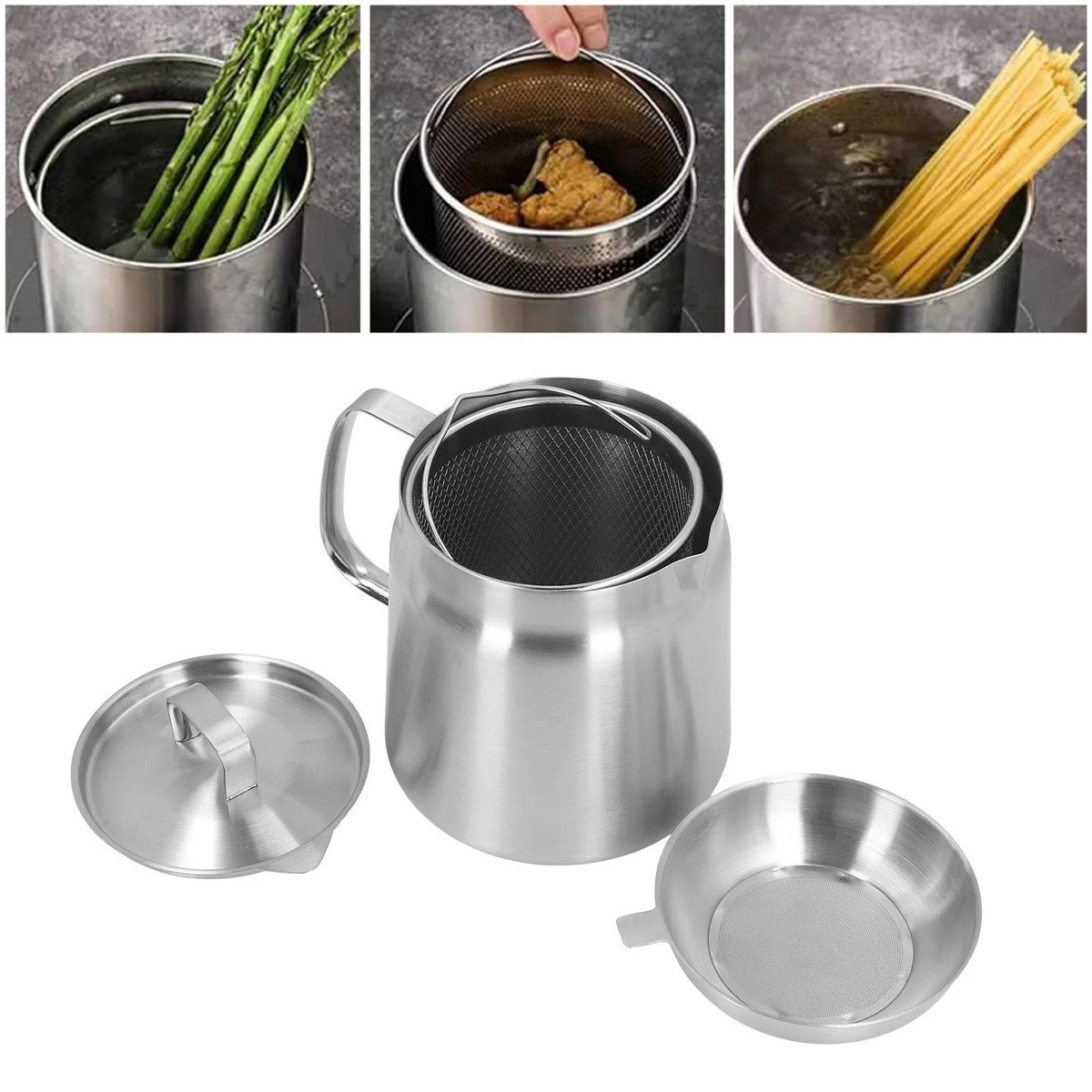 Oil Filter Fry Basket & Storage Pot